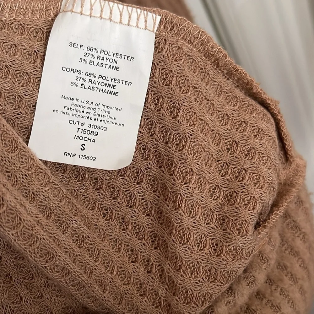 Lush Womens Waffle Brushed Open Front Balloon Sleeve Sweater Cardigan Size Small - Picture 8 of 8